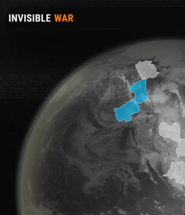 Map highlighting regions in invisible war context