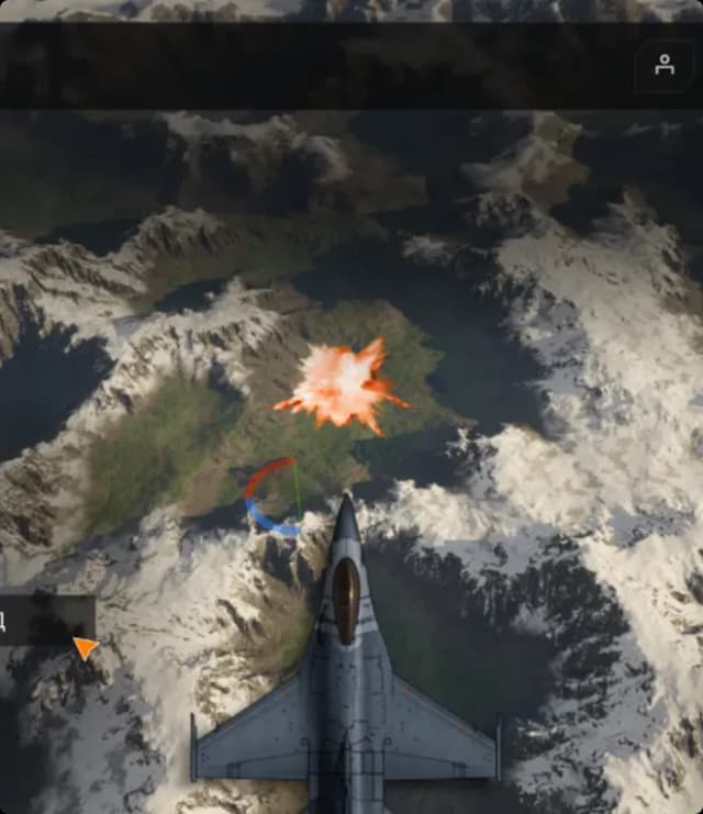 Jet aircraft flying over a mountainous landscape