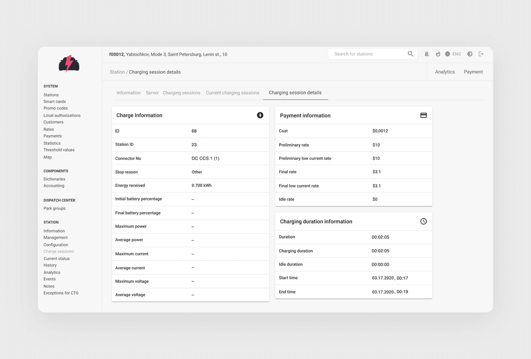 One of the web panel pages before the redesign