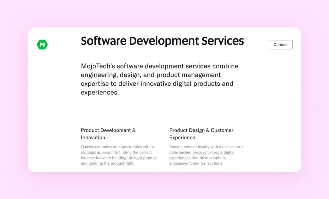 MojoTech's advantages