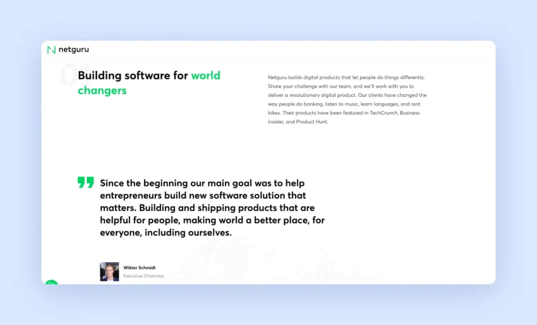 page with the info about Netguru