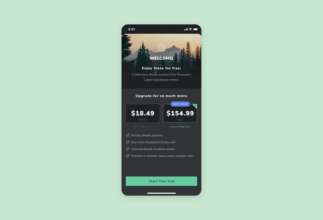 Monetization in Breathmethod app