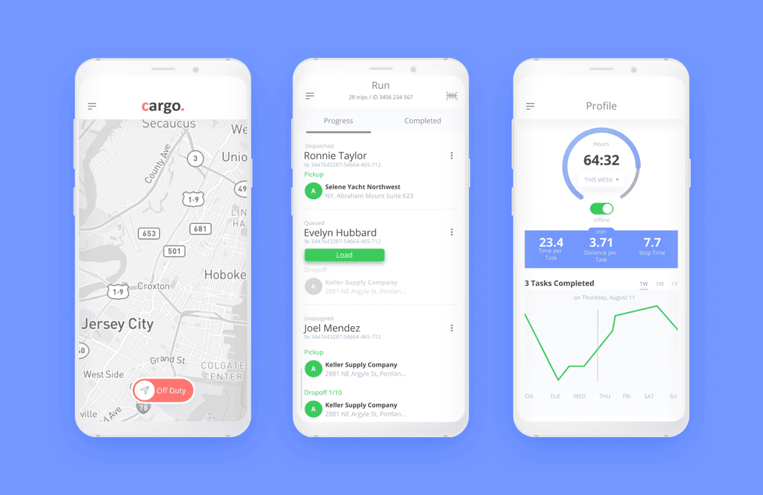 Cargo app screens