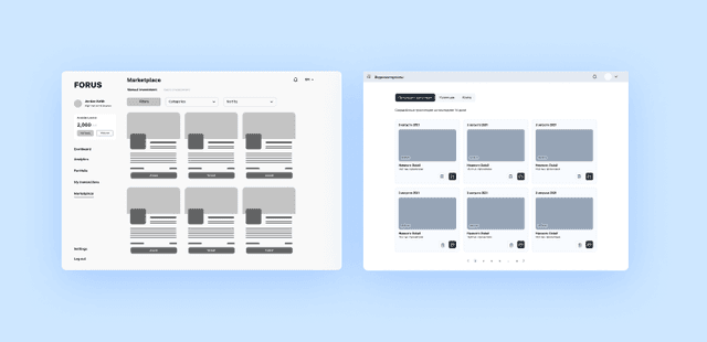 Wireframes of the software program