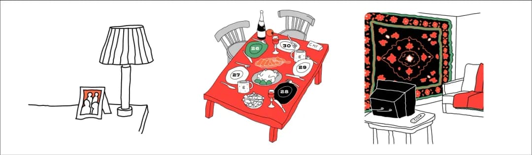 Dinner table setup with dishes and tableware