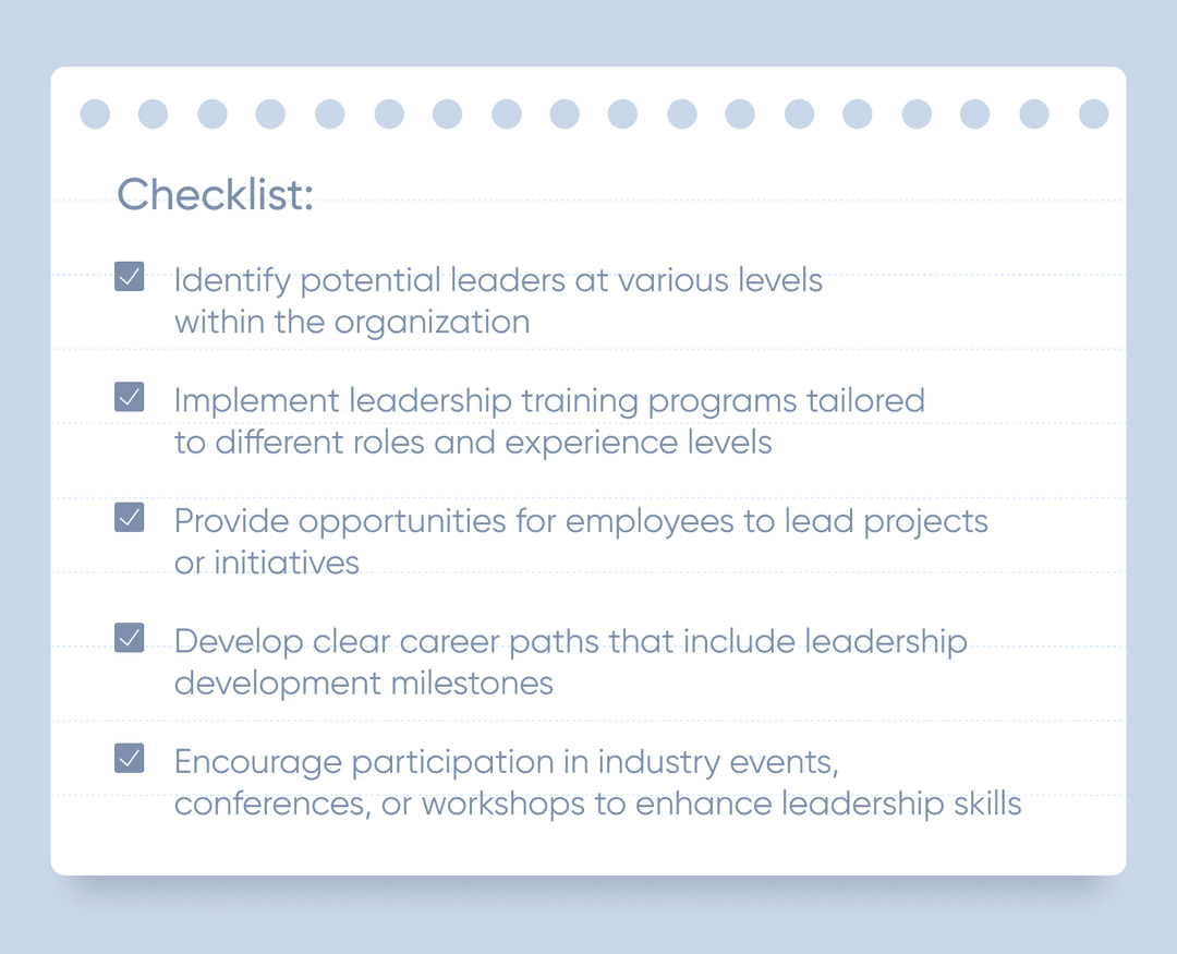 Foster leadership at all levels checklist