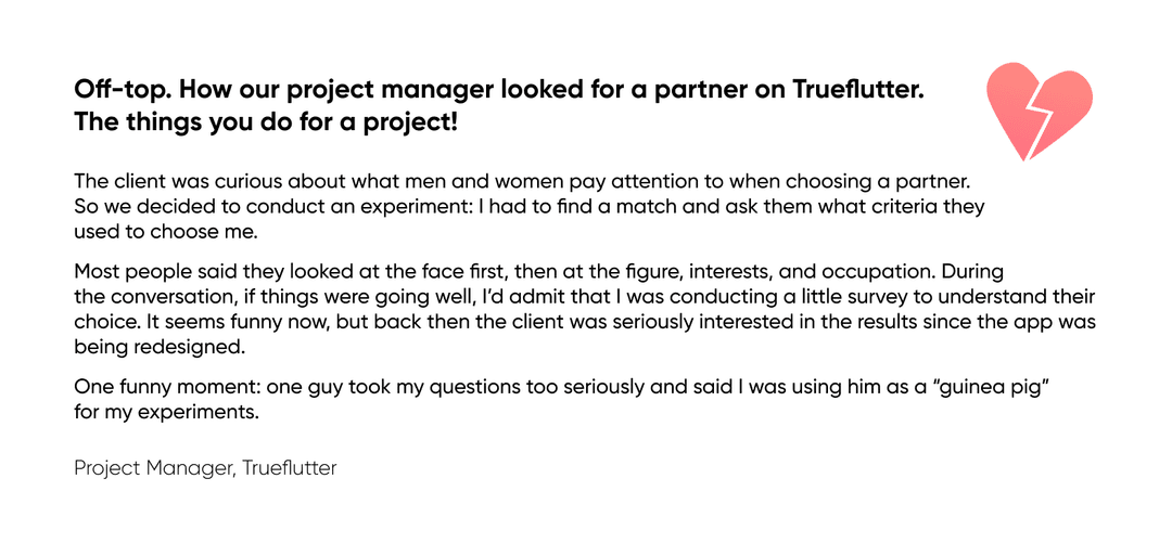 Off-top. How our project manager looked for a partner on Trueflutter