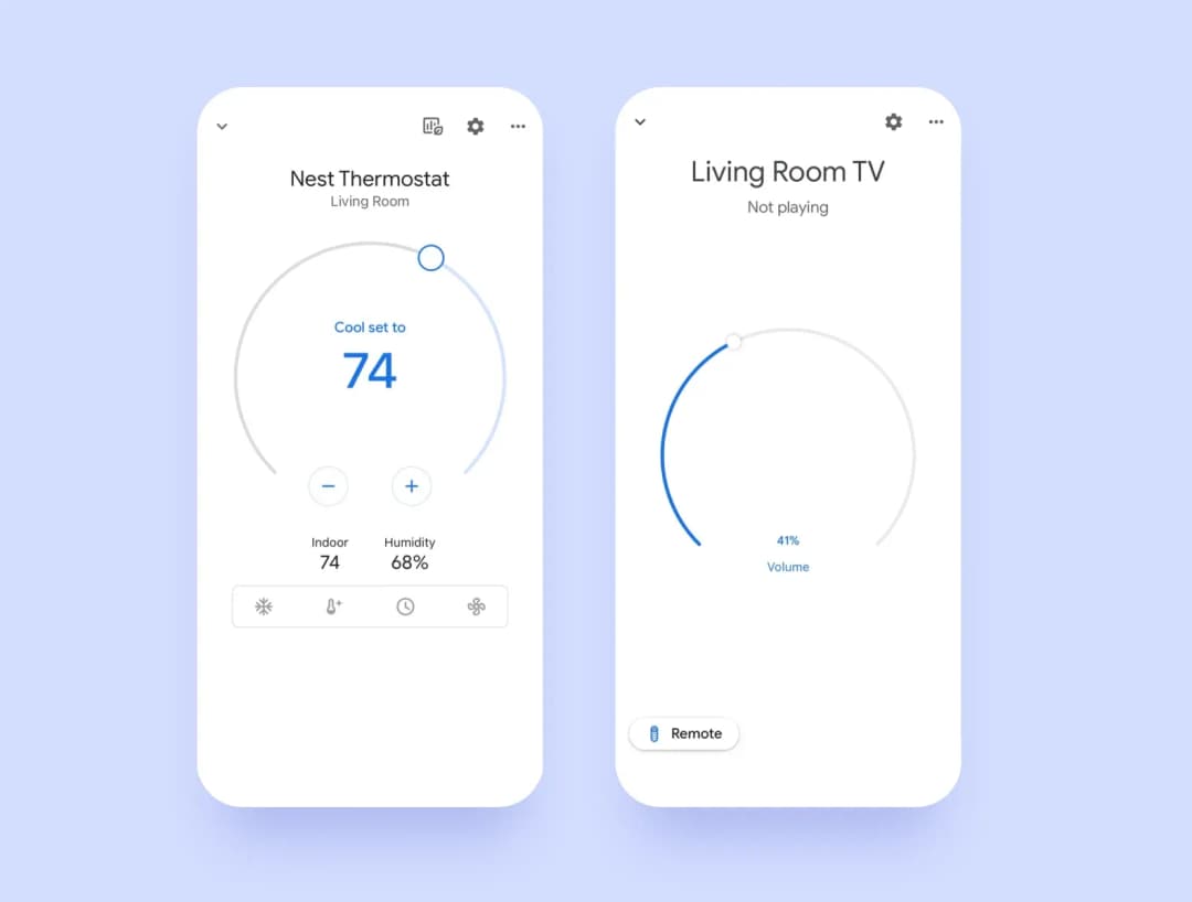 main screens of the Google Home app