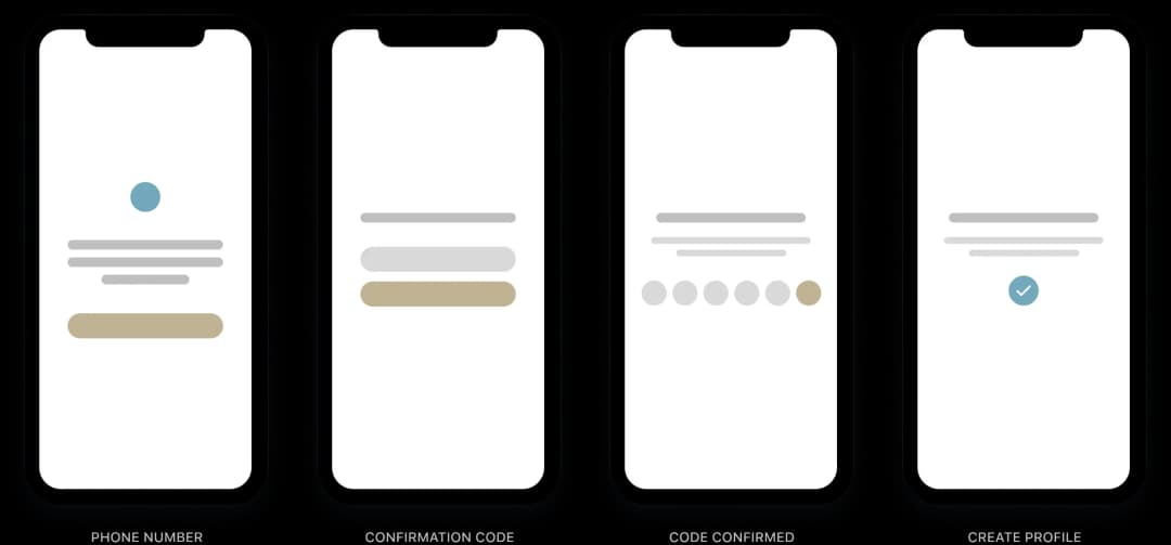 Mobile app onboarding screens