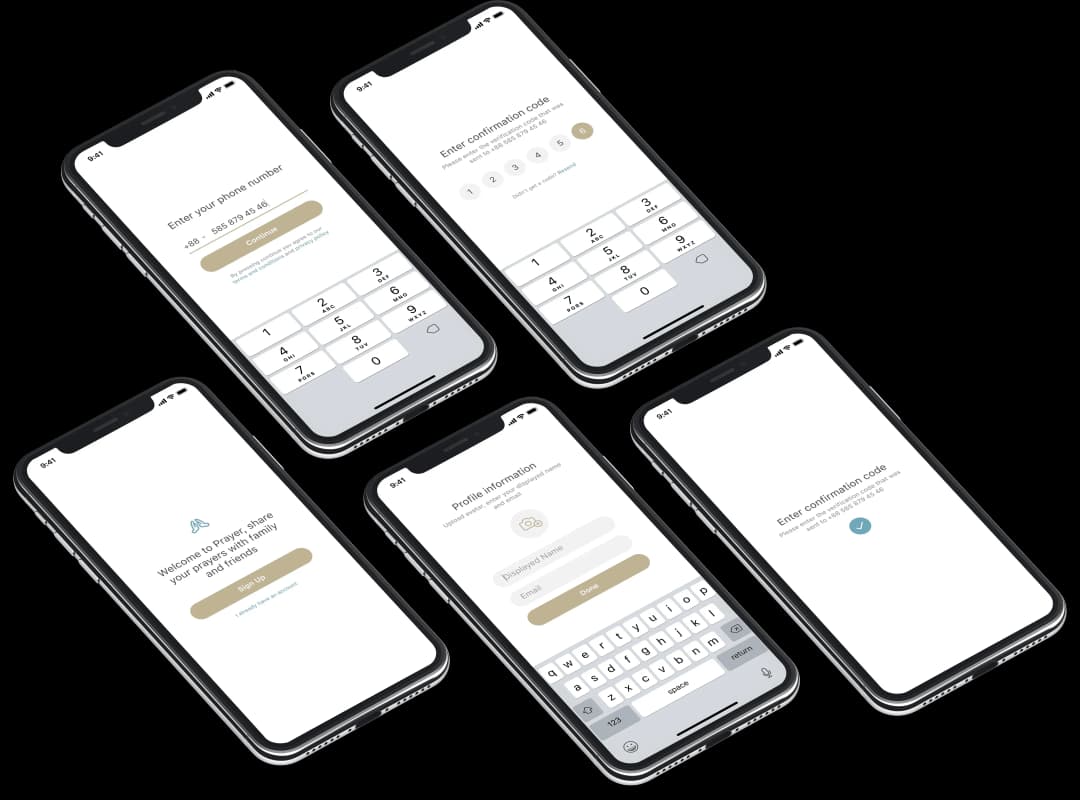 Mobile app authentication screens