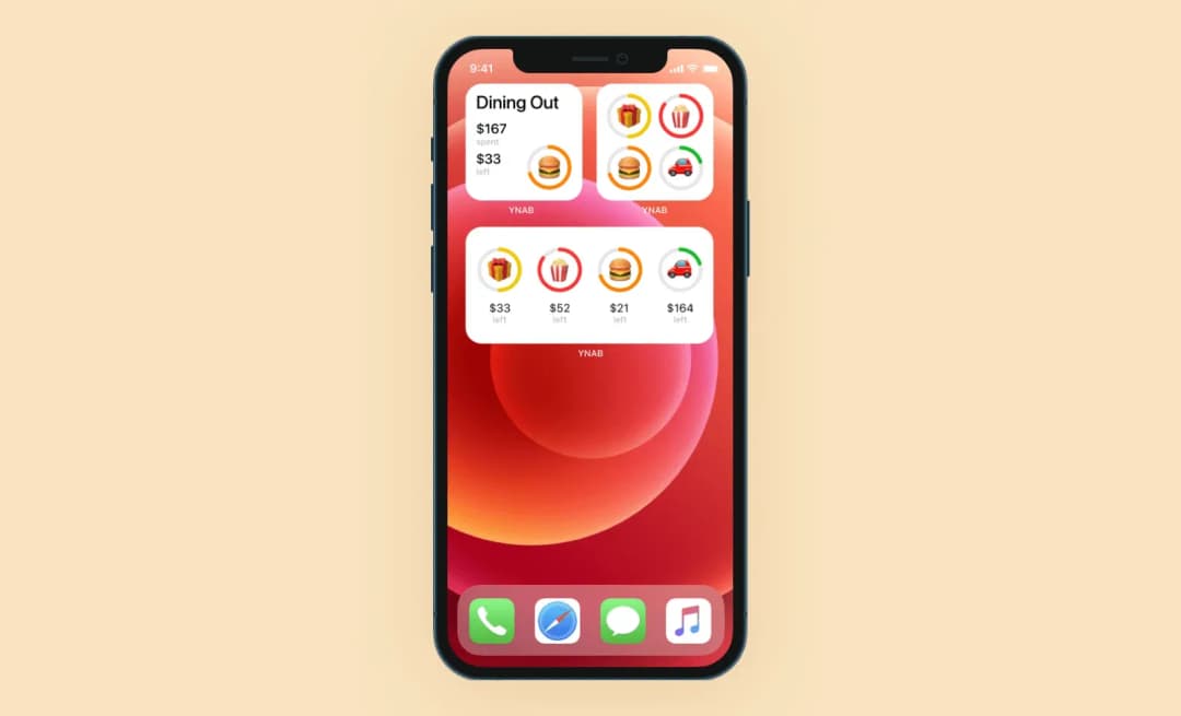 widgets on a main phone screen