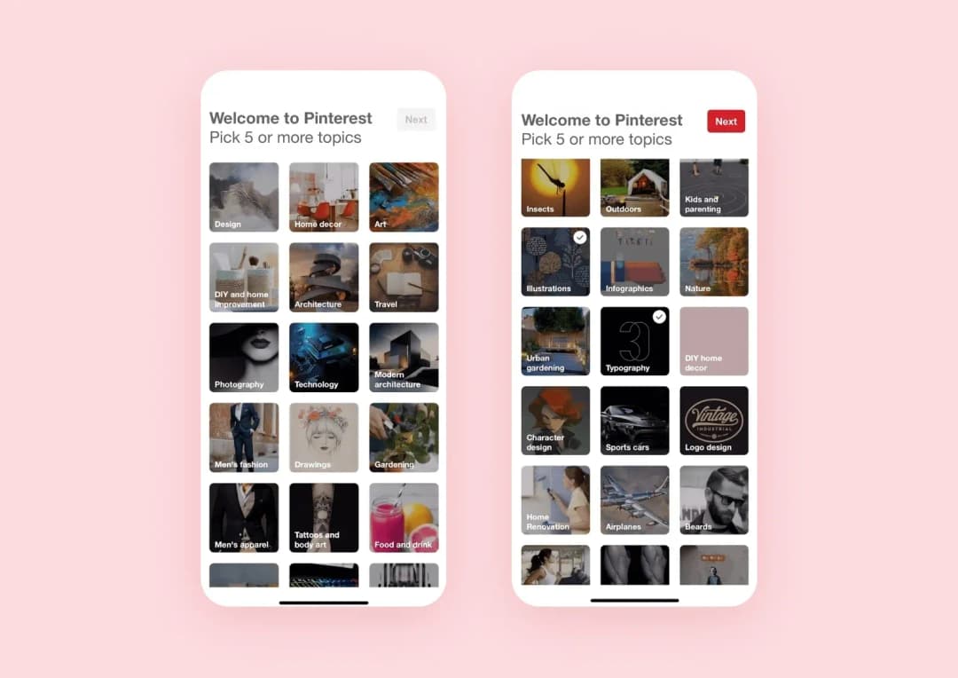 Pinterest app made with React Native