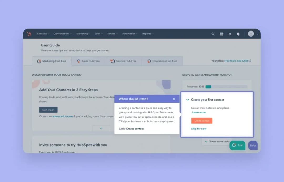 CRM design. Hubspot