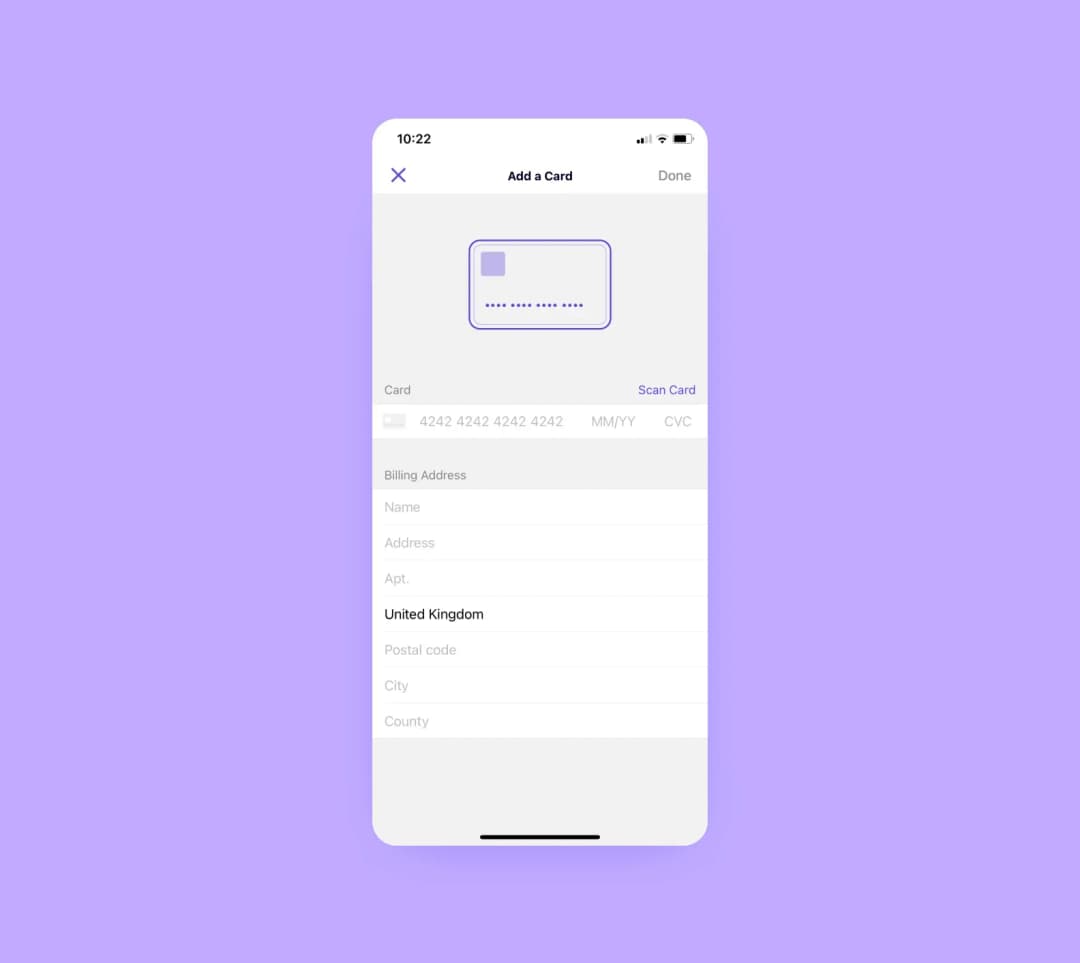 Cuvva insurance app add a card