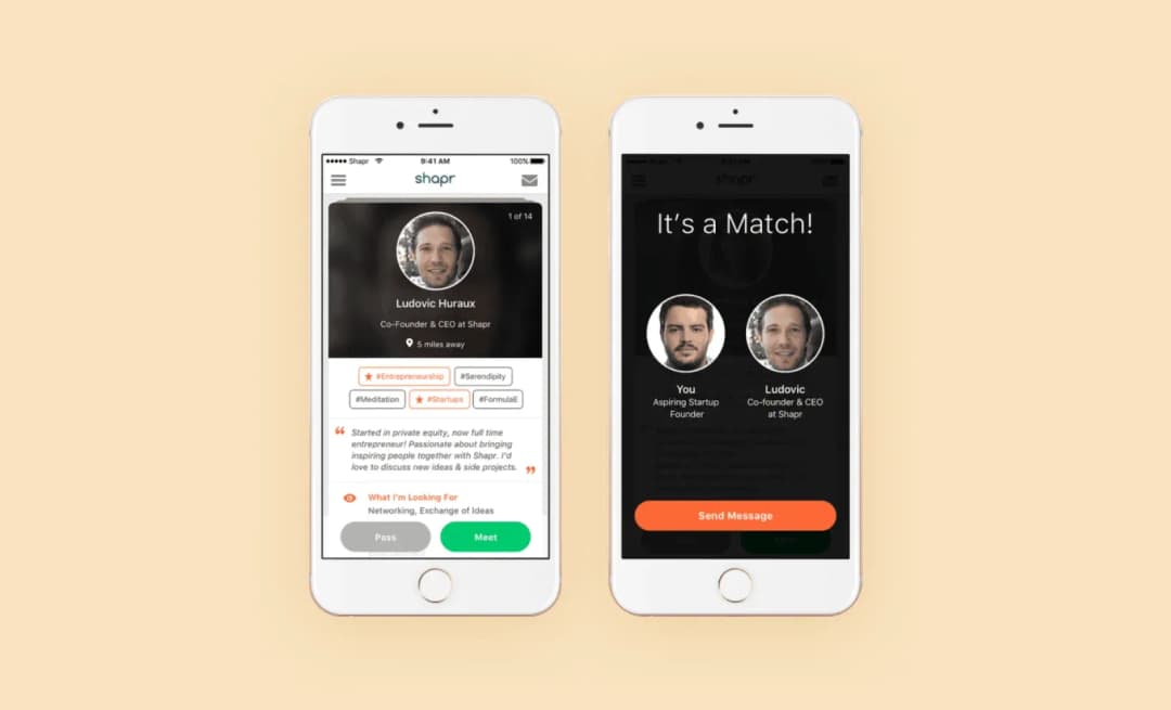 Shapr user app screens