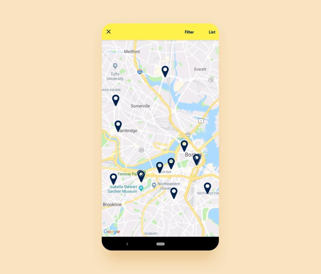 a screenshot of a map in Zocdoc