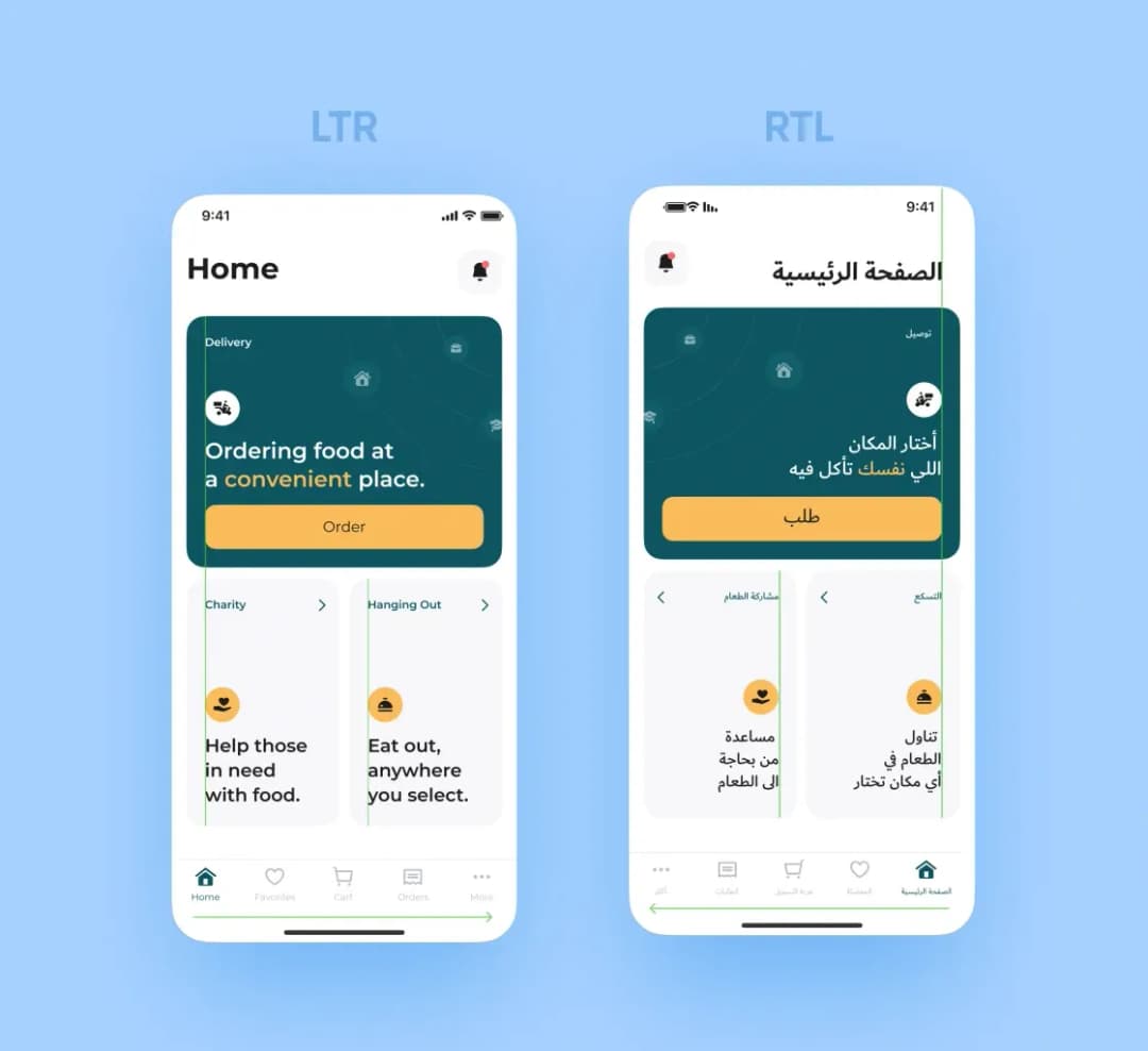 LTR and RTL design of the Main page