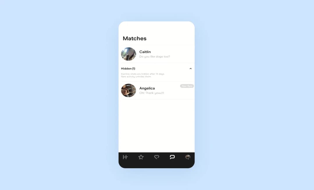 Chat screen in Hinge