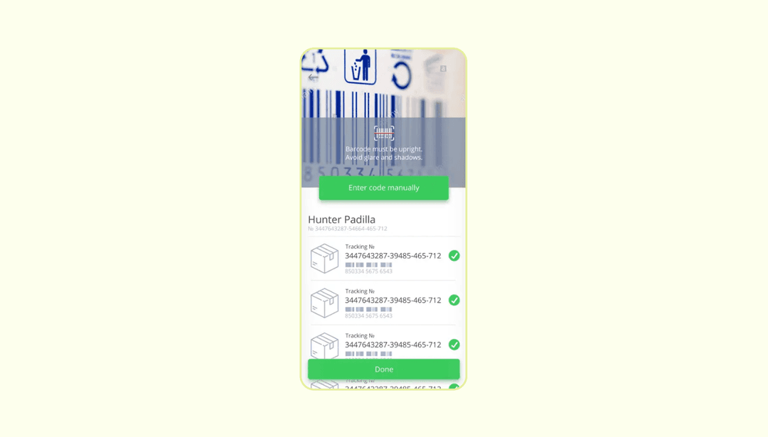 delivery app interface