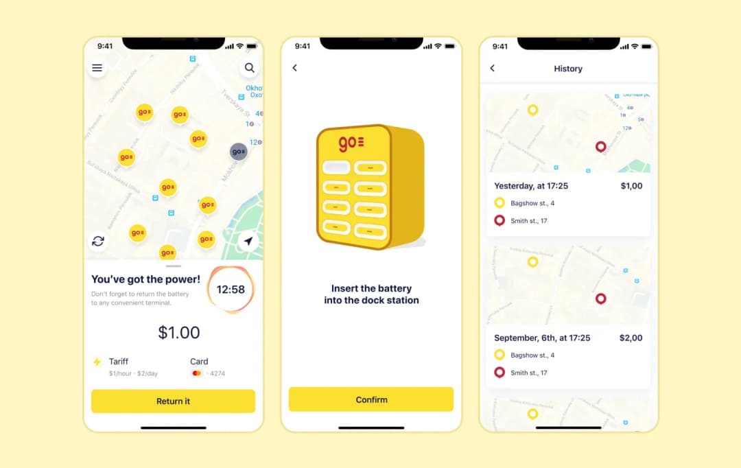 EnerGO user app screens