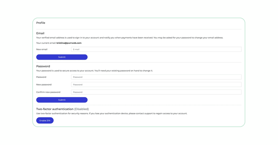 Old version of PayPay settings screen