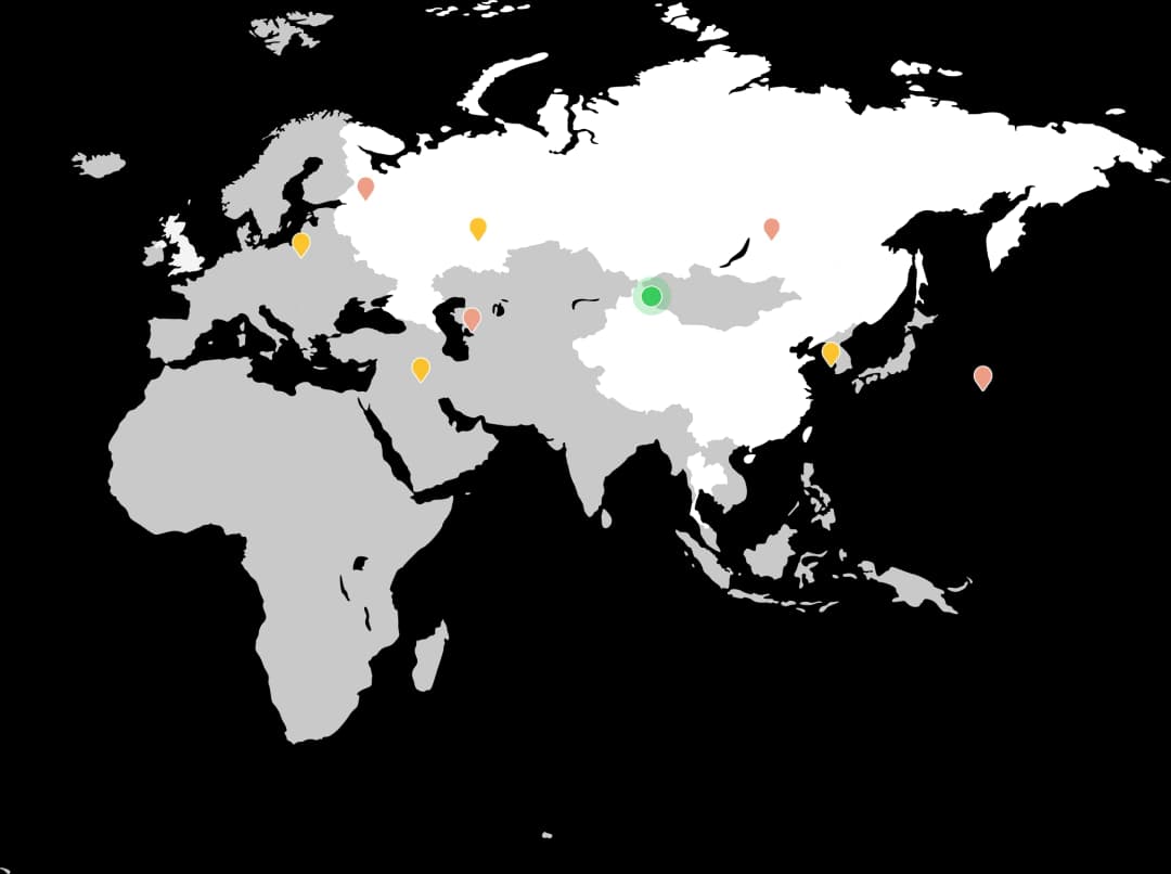 World map with marked locations