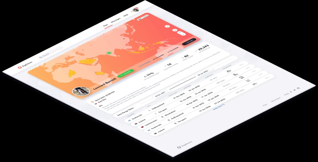 Map interface with location details and statistics