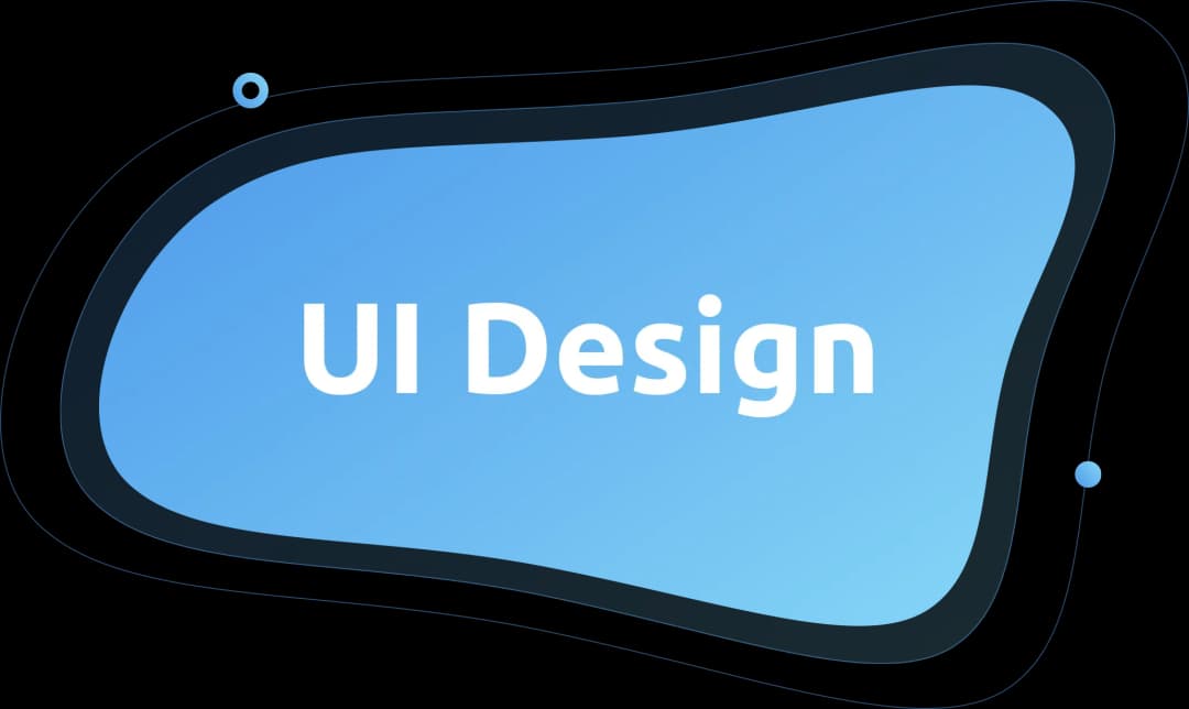 UI Design text on blue background