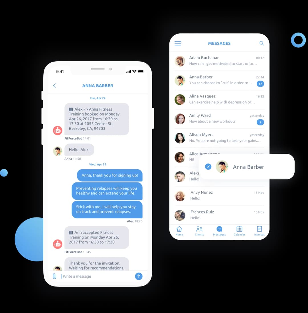 Mobile app messaging and chat interface