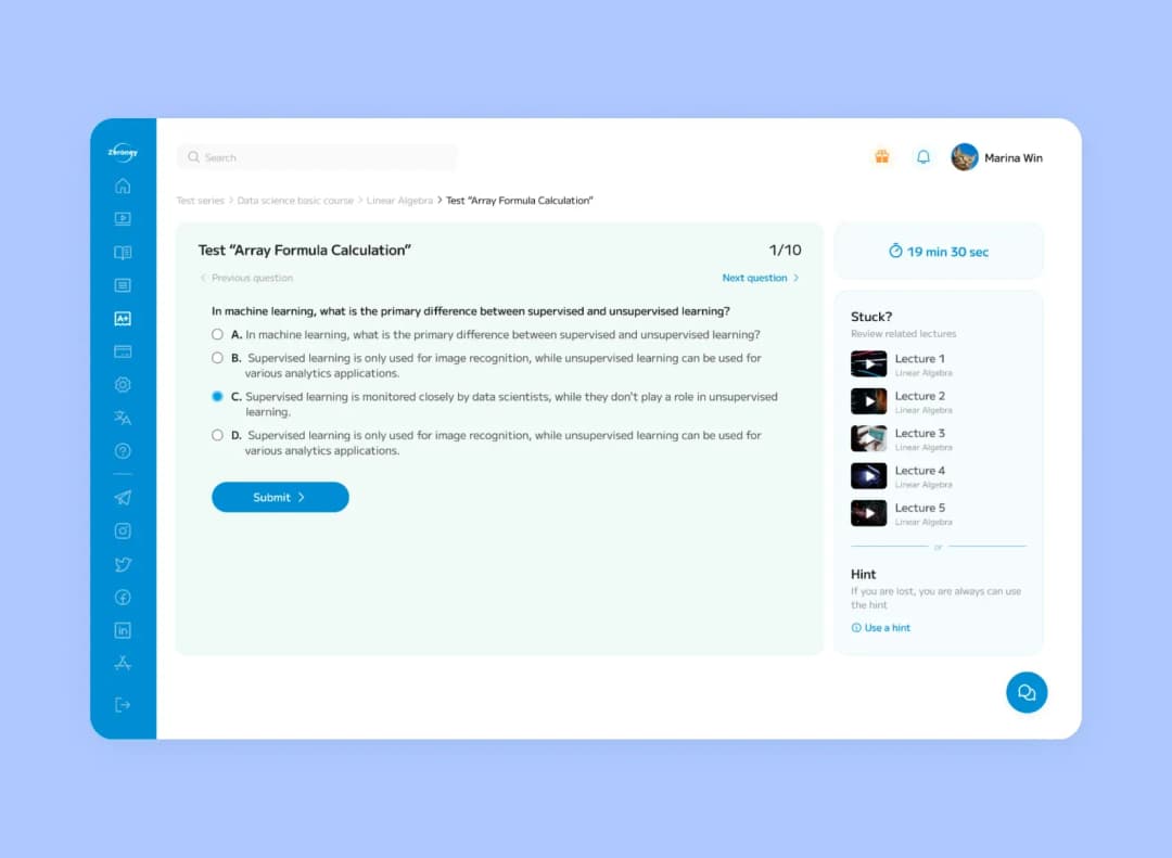 The online learning platform design with the Roboto font