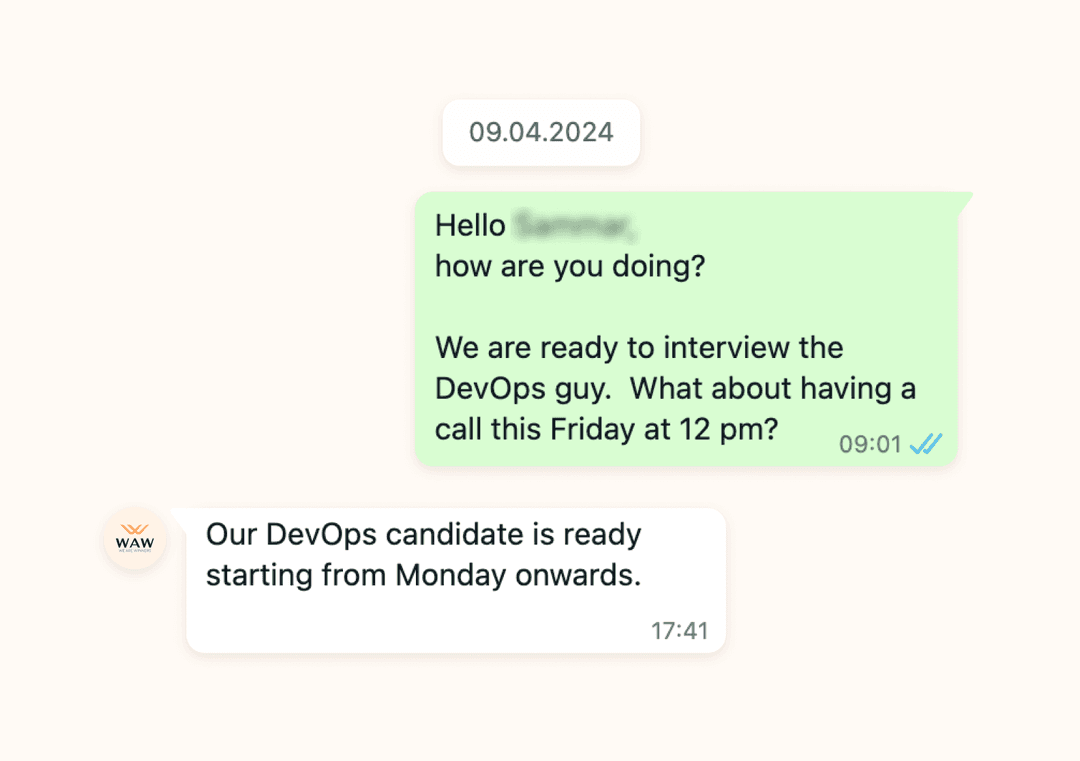 We make arrangements with the client on training the DevOps specialist