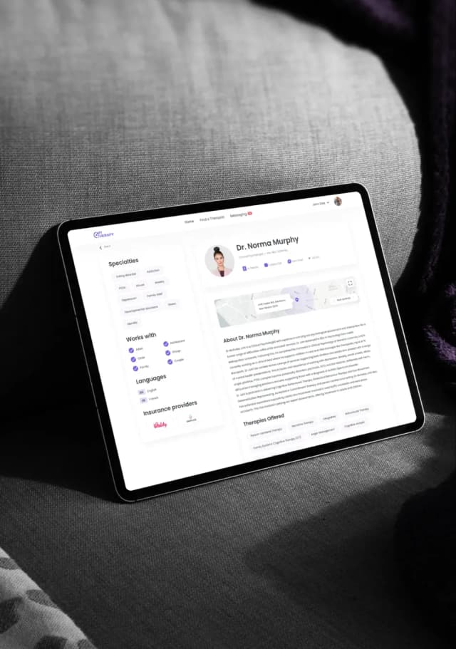 Doctor profile on a tablet screen