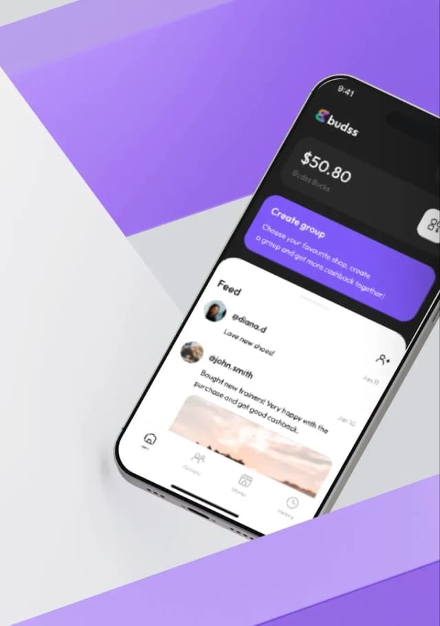 Mobile app interface with group creation feature