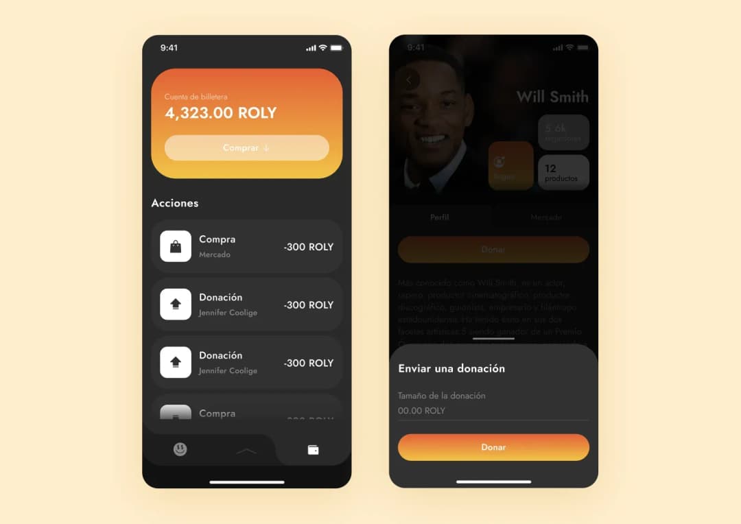The design of the cryptocurrency wallet in Dosis by Purrweb