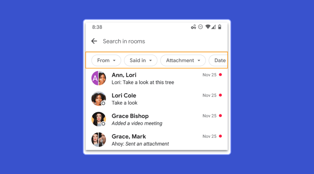поиск в Google chat