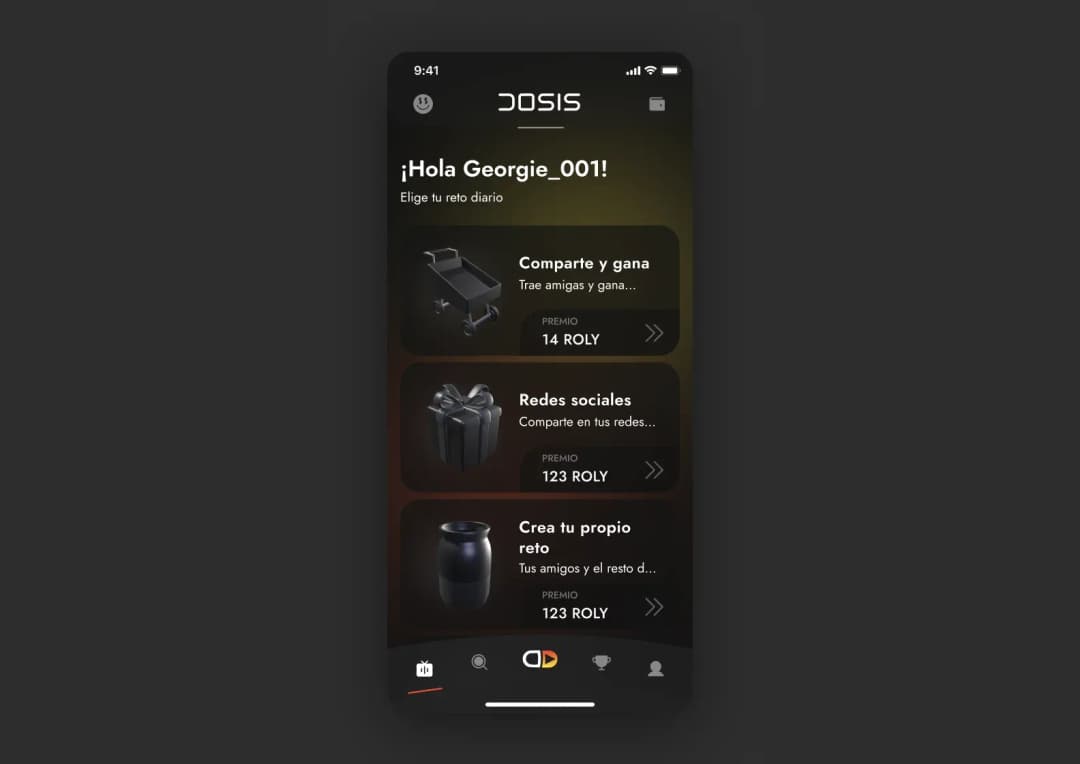 The design of the challenges page in Dosis by Purrweb
