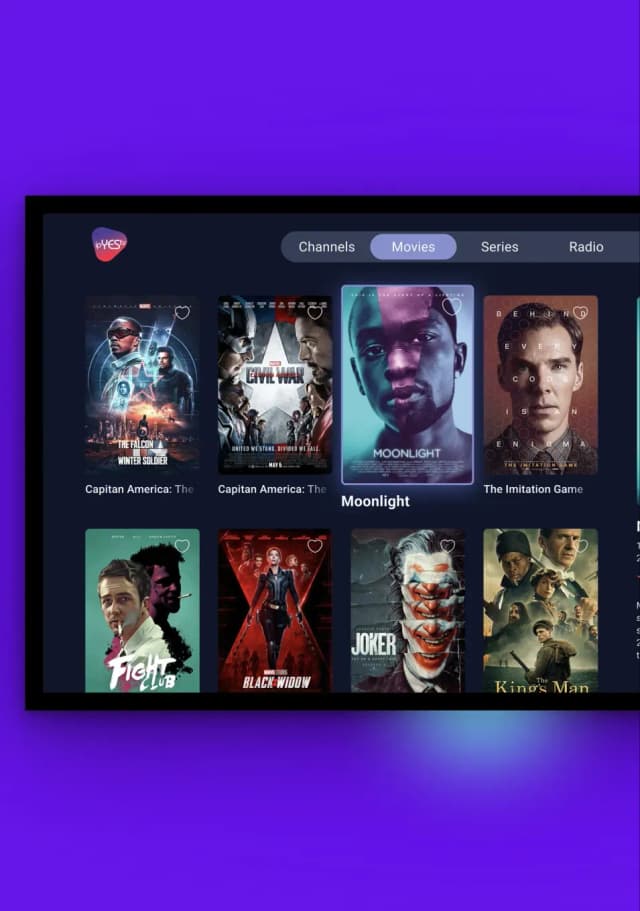 Movie streaming interface displaying various film titles