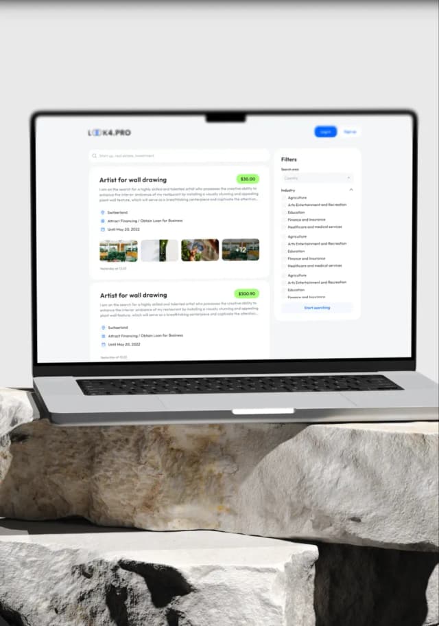 Mobile app listing on a laptop screen
