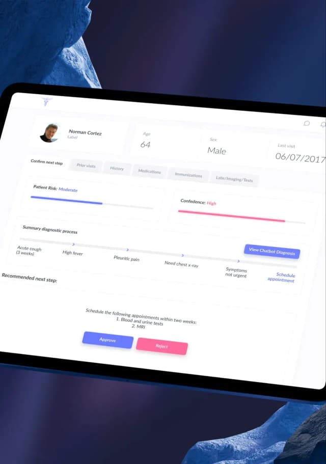 Patient profile dashboard with health information