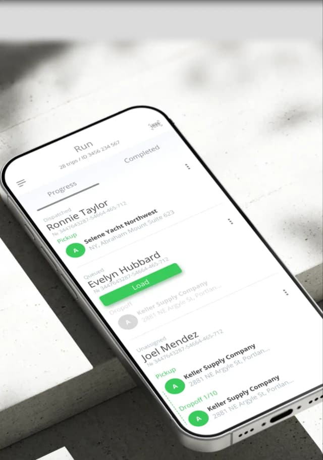 Mobile app delivery tracking screen