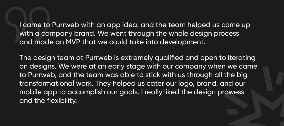 Client testimonial