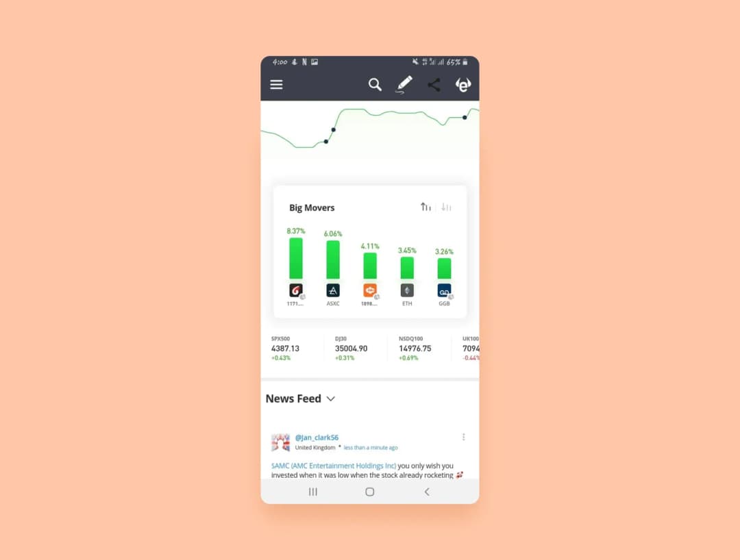 eToro screen