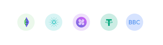 Several icons of different cryptocurrencies