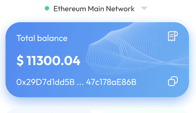 The element displays total balance