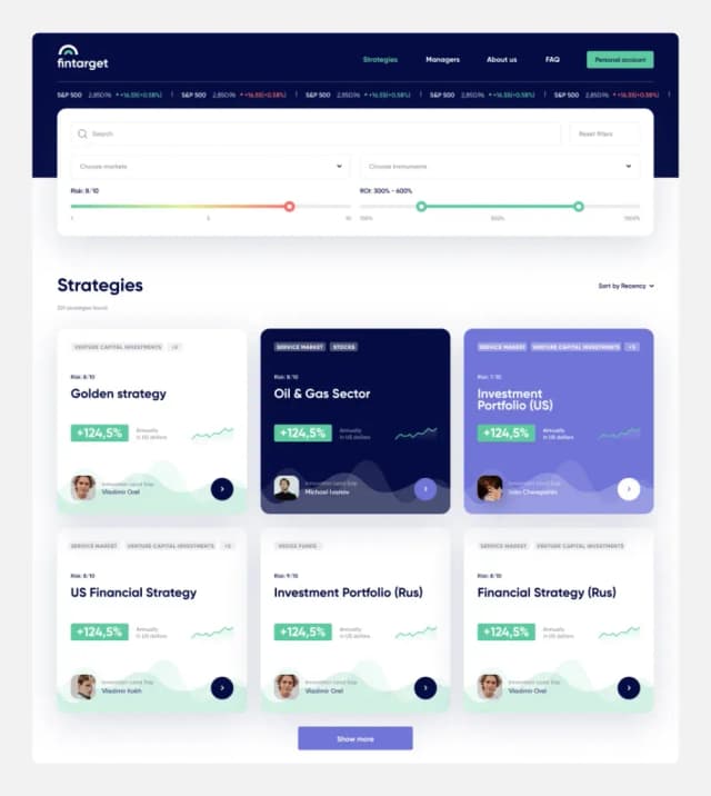 Investing strategies’ cards