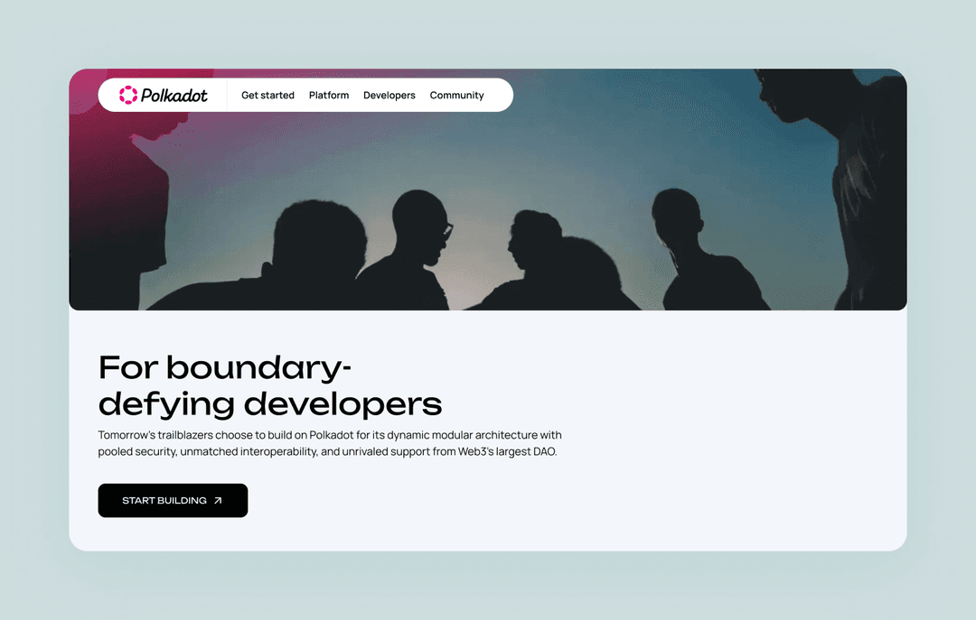 page on polkadot.com describing the benefits of the Polkadot platform