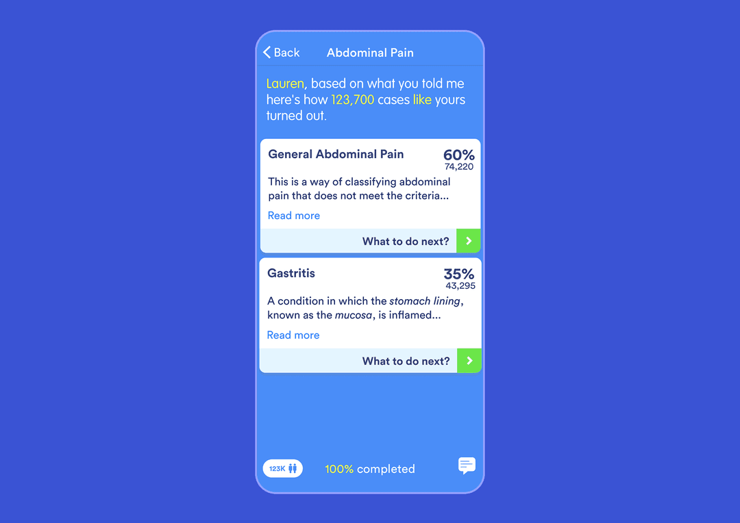 UI interface of the K Health app