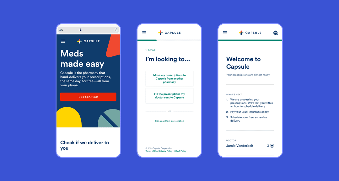 UI/UX design of an online pharmacy