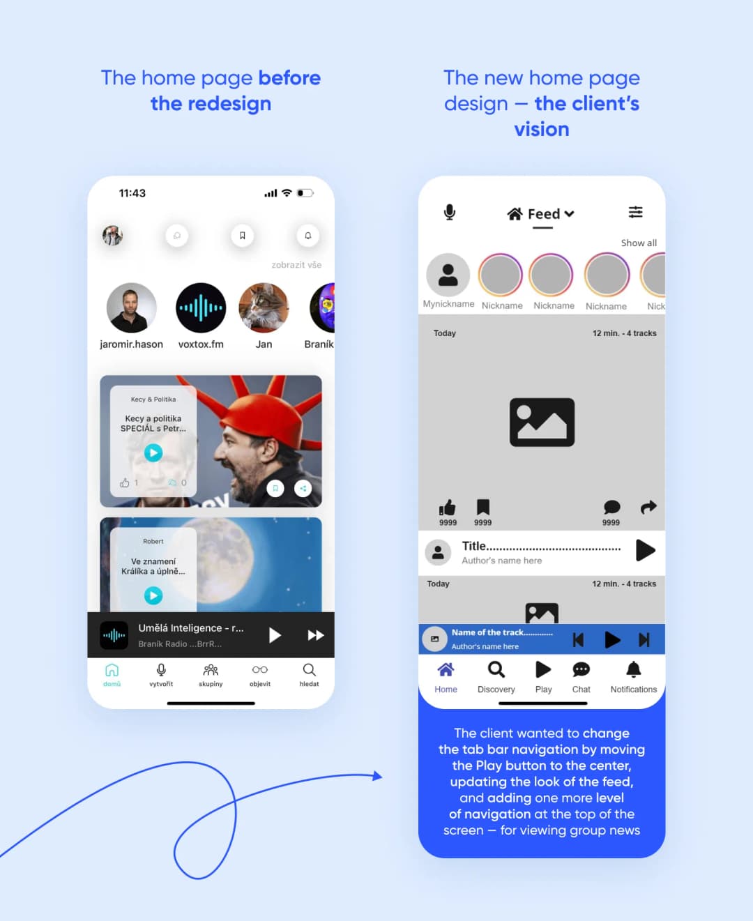 This is how the client wanted to change the home page design