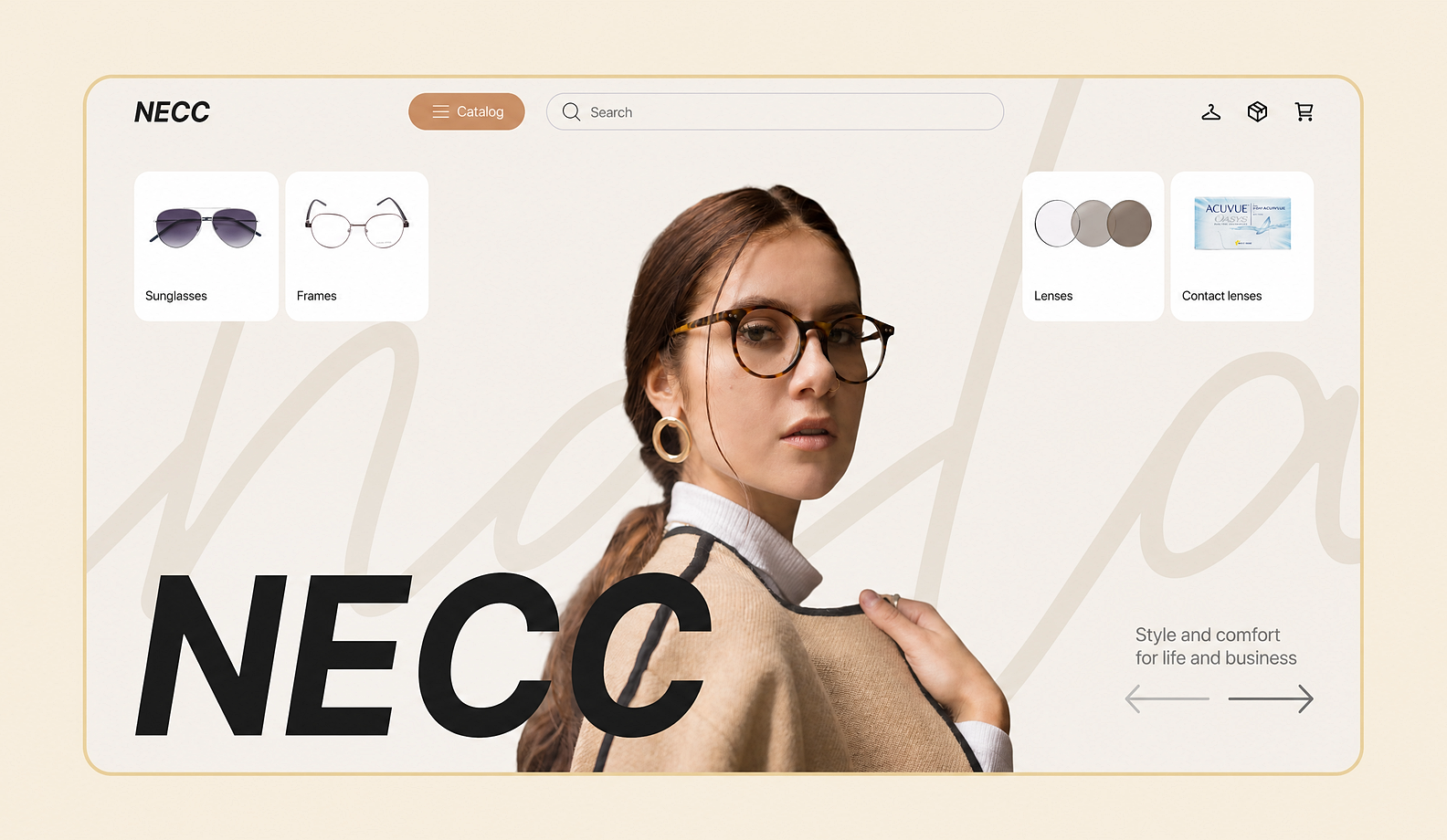 The marketplace homepage: the brand logo, a popular-products block, and a company description